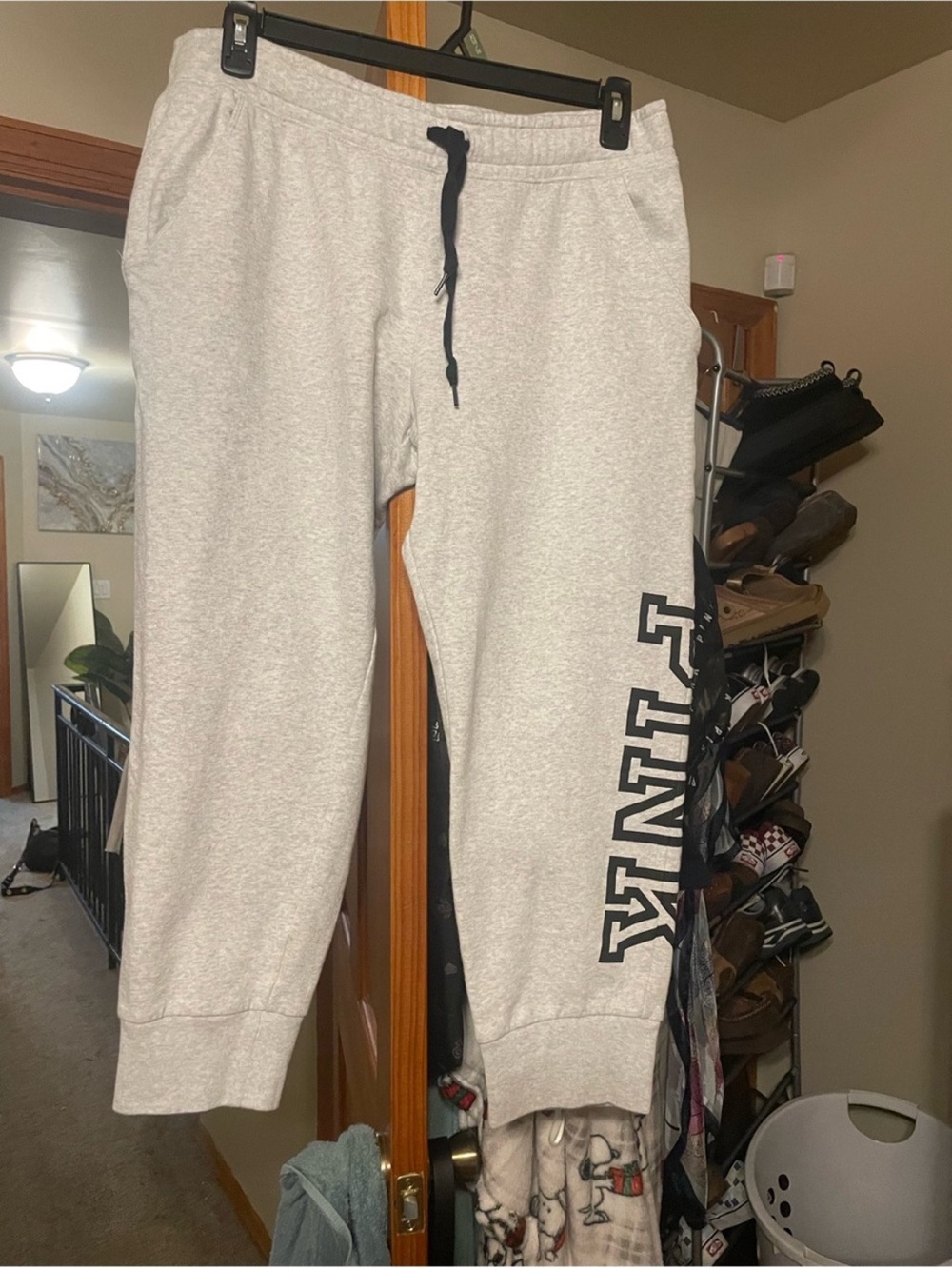 Light Gray Sweatpants with Side Logo
